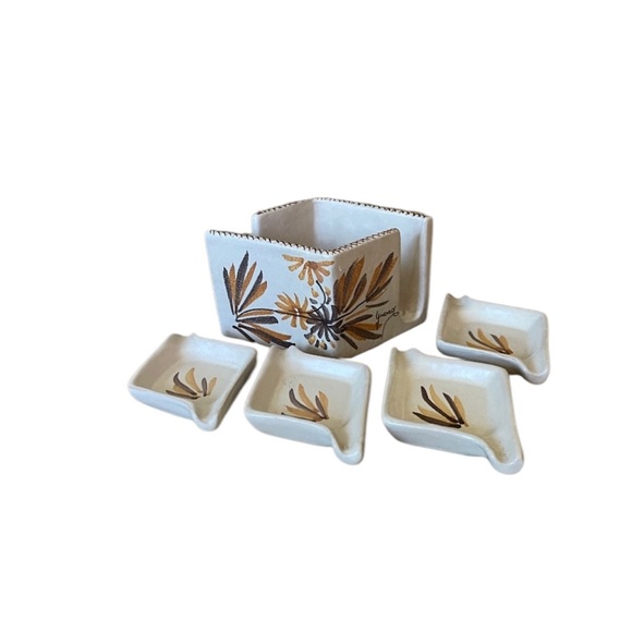 Vintage Lavorazione A Mano Ceramic Small Personal Individual (Ash)Trays & Holder - Picture 12 of 14